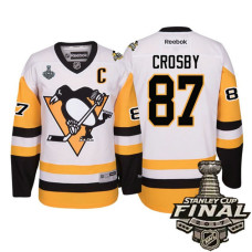 Pittsburgh Penguins #87 Sidney Crosby White 2017 Stanley Cup Final Patch Away Premier Jersey