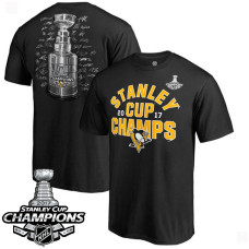 2017 Stanley Cup Champions Pittsburgh Penguins Black Shootout Signature T-shirt