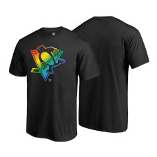 Pittsburgh Penguins Black Rainbow Pride Round Neck T-shirt