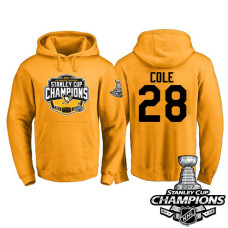 #28 Pittsburgh Penguins Ian Cole Gold 2017 Stanley Cup Champions Pullover Hoodie With Hat