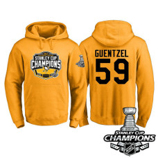 #59 Pittsburgh Penguins Jake Guentzel Gold 2017 Stanley Cup Champions Pullover Hoodie With Hat