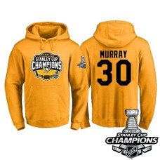 #30 Pittsburgh Penguins Matt Murray Gold 2017 Stanley Cup Champions Pullover Hoodie With Hat