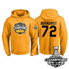 #72 Pittsburgh Penguins Patric Hornqvist Gold 2017 Stanley Cup Champions Pullover Hoodie With Hat