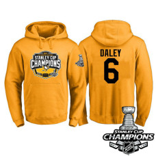 #6 Pittsburgh Penguins Trevor Daley Gold 2017 Stanley Cup Champions Pullover Hoodie With Hat