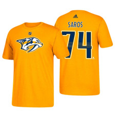 Nashville Predators #74 Juuse Saros Gold T-Shirt Adidas