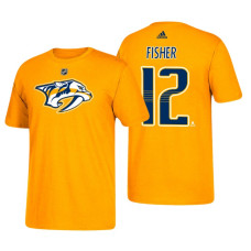 Nashville Predators #12 Mike Fisher Gold T-Shirt Adidas