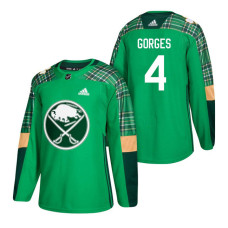 Buffalo Sabres #4 Josh Gorges 2018 St. Patrick's Day Green Jersey