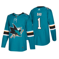 San Jose Sharks Father's Day #1 Dad Jersey Teal