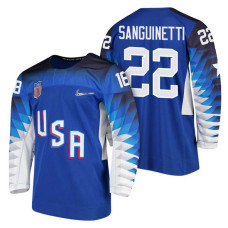 Team USA Hockey 2018 Olympic #22 Bobby Sanguinetti 2018 Olympic Jersey Blue