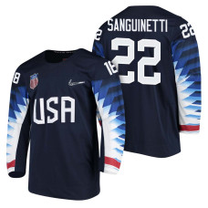 Team USA Hockey 2018 Olympic #22 Bobby Sanguinetti 2018 Olympic Jersey Navy