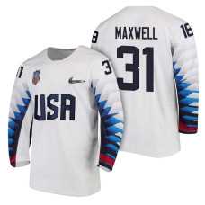 Team USA Hockey 2018 Olympic #31 Brandon Maxwell 2018 Olympic Jersey White