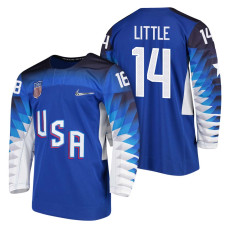 Team USA Hockey 2018 Olympic #14 Broc Little 2018 Olympic Jersey Blue