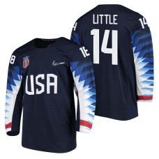 Team USA Hockey 2018 Olympic #14 Broc Little 2018 Olympic Jersey Navy