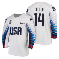 Team USA Hockey 2018 Olympic #14 Broc Little 2018 Olympic Jersey White