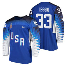 Team USA Hockey 2018 Olympic #33 David Leggio 2018 Olympic Jersey Blue