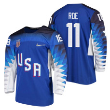 Team USA Hockey 2018 Olympic #11 Garrett Roe 2018 Olympic Jersey Blue