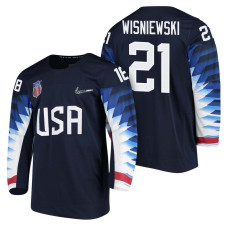 Team USA Hockey 2018 Olympic #21 James Wisniewski 2018 Olympic Jersey Navy