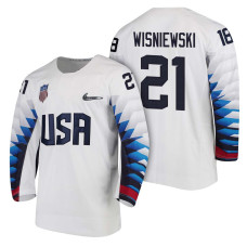 Team USA Hockey 2018 Olympic #21 James Wisniewski 2018 Olympic Jersey White