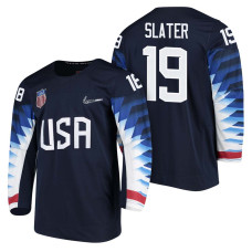 Team USA Hockey 2018 Olympic #19 Jim Slater 2018 Olympic Jersey Navy