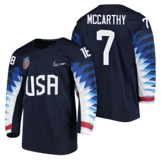 Team USA Hockey 2018 Olympic #7 John McCarthy 2018 Olympic Jersey Navy