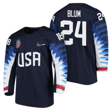 Team USA Hockey 2018 Olympic #24 Jonathon Blum 2018 Olympic Jersey Navy