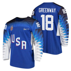 Team USA Hockey 2018 Olympic #18 Jordan Greenway 2018 Olympic Jersey Blue