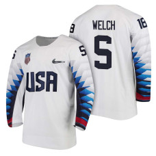 Team USA Hockey 2018 Olympic #5 Noah Welch 2018 Olympic Jersey White