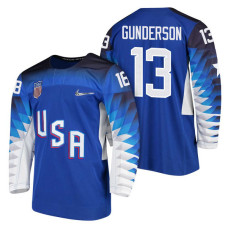 Team USA Hockey 2018 Olympic #13 Ryan Gunderson 2018 Olympic Jersey Blue