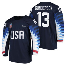 Team USA Hockey 2018 Olympic #13 Ryan Gunderson 2018 Olympic Jersey Navy