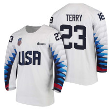 Team USA Hockey 2018 Olympic #23 Troy Terry 2018 Olympic Jersey White