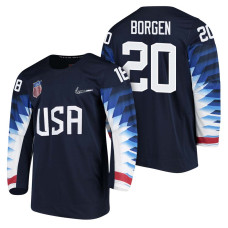 Team USA Hockey 2018 Olympic #20 Will Borgen 2018 Olympic Jersey Navy