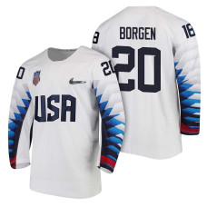 Team USA Hockey 2018 Olympic #20 Will Borgen 2018 Olympic Jersey White