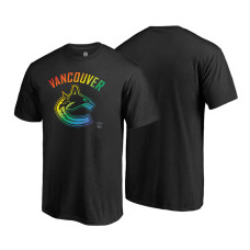 Vancouver Canucks Black Rainbow Pride Round Neck T-shirt