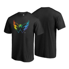 Washington Capitals Black Rainbow Pride Round Neck T-shirt