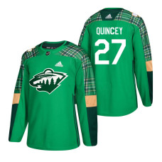 Minnesota Wild #27 Kyle Quincey 2018 St. Patrick's Day Jersey Green