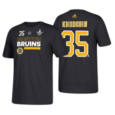 Boston Bruins #35 Anton Khudobin 2018 Stanley Cup Playoffs Black Participant Adidas T-shirt