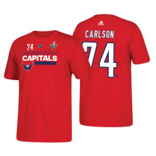 Washington Capitals #74 John Carlson 2018 Stanley Cup Playoffs Red Participant Adidas T-shirt