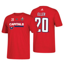 Washington Capitals #20 Lars Eller 2018 Stanley Cup Playoffs Red Participant Adidas T-shirt