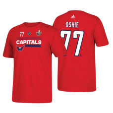 Washington Capitals #77 T.J. Oshie 2018 Stanley Cup Playoffs Red Participant Adidas T-shirt