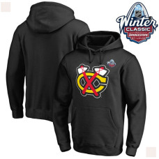 Mens Black Chicago Blackhawks 2017 Winter Classic Logo Pullover Hoodie