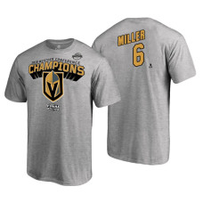 Vegas Golden Knights #6 Colin Miller 2018 Western Conference Champions Heather Gray T-Shirt