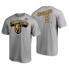 Vegas Golden Knights #5 Deryk Engelland 2018 Western Conference Champions Heather Gray T-Shirt