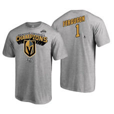 Vegas Golden Knights #1 Dylan Ferguson 2018 Western Conference Champions Heather Gray T-Shirt