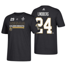 Vegas Golden Knights #24 Oscar Lindberg 2018 Stanley Cup Playoffs Black Participant Adidas T-Shirt