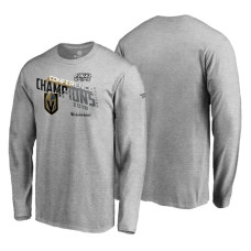 Vegas Golden Knights # 2018 Western Conference Champions Heather Gray Locker Room Chip Pass Long Sleeve T-Shirt