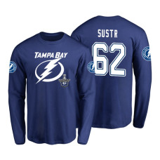 Tampa Bay Lightning #62 Andrej Sustr 2018 Stanley Cup Playoffs Royal Long Sleeve T-Shirt