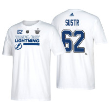 Tampa Bay Lightning #62 Andrej Sustr 2018 Stanley Cup Playoffs White Participant Adidas T-Shirt