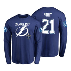 Tampa Bay Lightning #21 Brayden Point 2018 Stanley Cup Playoffs Royal Long Sleeve T-Shirt