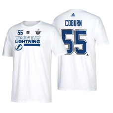 Tampa Bay Lightning #55 Braydon Coburn 2018 Stanley Cup Playoffs White Participant Adidas T-Shirt