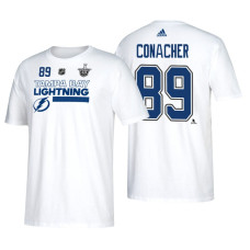 Tampa Bay Lightning #89 Cory Conacher 2018 Stanley Cup Playoffs White Participant Adidas T-Shirt